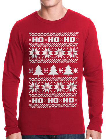 Ugly Christmas Thermal - Snowflake HO HO HO Thermal Shirt