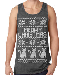 Ugly Christmas Tank Top - Meowy Christmas (White Print) 3 Cats Ugly Christmas Tank Top
