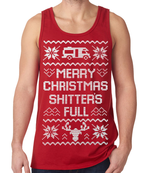Ugly Christmas Tank Top - Merry Christmas Shitters Full Ugly Tank Top