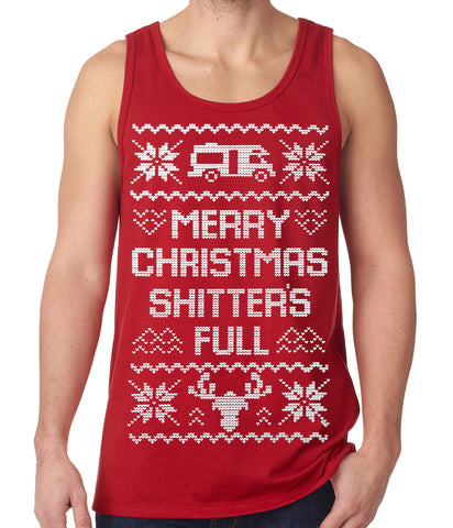 Ugly Christmas Tank Top - Merry Christmas Shitters Full Ugly Tank Top