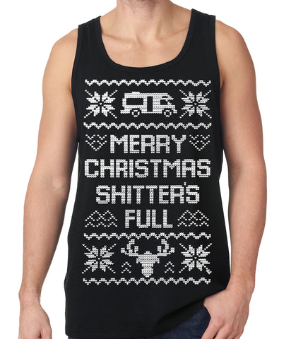 Ugly Christmas Tank Top - Merry Christmas Shitters Full Ugly Tank Top
