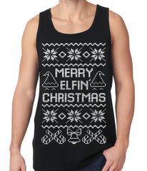 Ugly Christmas Tank Top - Merry Elfin Christmas Funny Ugly Christmas Tank Top