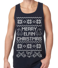 Ugly Christmas Tank Top - Merry Elfin Christmas Funny Ugly Christmas Tank Top