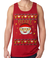 Ugly Christmas Tank Top - Ugly Christmas Tee - Emoji Santa Ugly Christmas Tank Top