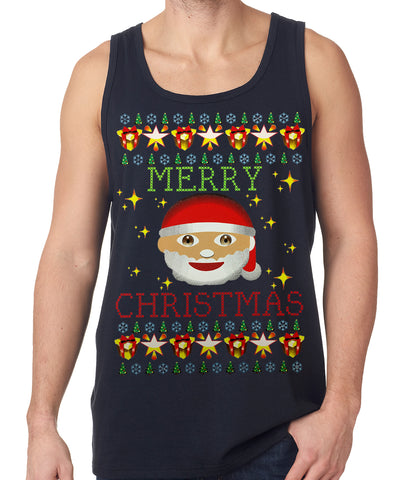 Ugly Christmas Tank Top - Ugly Christmas Tee - Emoji Santa Ugly Christmas Tank Top
