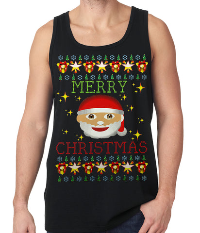 Ugly Christmas Tank Top - Ugly Christmas Tee - Emoji Santa Ugly Christmas Tank Top