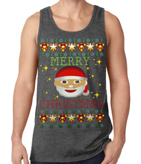 Ugly Christmas Tank Top - Ugly Christmas Tee - Emoji Santa Ugly Christmas Tank Top