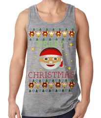Ugly Christmas Tank Top - Ugly Christmas Tee - Emoji Santa Ugly Christmas Tank Top
