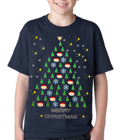 Ugly Christmas Tee - Emoji Christmas Tree Ugly Christmas Kids T-shirt