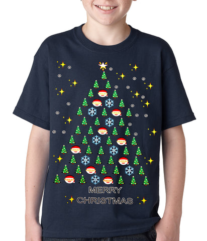 Ugly Christmas Tee - Emoji Christmas Tree Ugly Christmas Kids T-shirt
