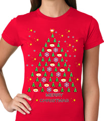 Ugly Christmas Tee - Emoji Christmas Tree Ugly Christmas Ladies T-shirt