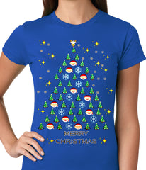 Ugly Christmas Tee - Emoji Christmas Tree Ugly Christmas Ladies T-shirt
