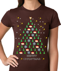 Ugly Christmas Tee - Emoji Christmas Tree Ugly Christmas Ladies T-shirt