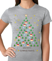 Ugly Christmas Tee - Emoji Christmas Tree Ugly Christmas Ladies T-shirt