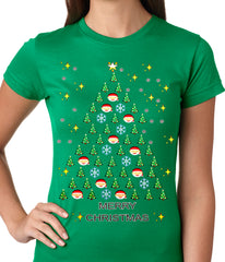 Ugly Christmas Tee - Emoji Christmas Tree Ugly Christmas Ladies T-shirt