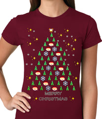 Ugly Christmas Tee - Emoji Christmas Tree Ugly Christmas Ladies T-shirt