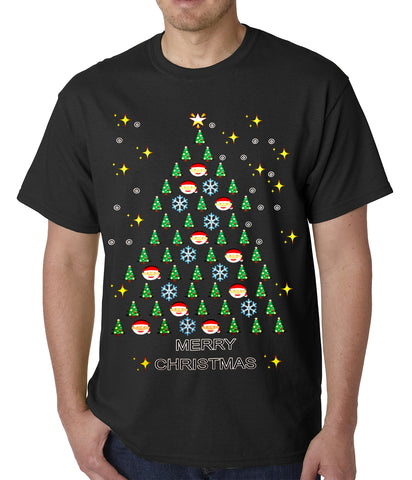 Ugly Christmas Tee - Emoji Christmas Tree Ugly Christmas Mens T-shirt