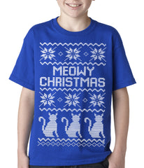 Ugly Christmas Tee - Meowy Christmas (White Print) 3 Cats Ugly Christmas Kids T-shirt