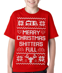 Ugly Christmas Tee - Merry Christmas Shitters Full Ugly Kids T-shirt