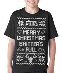 Ugly Christmas Tee - Merry Christmas Shitters Full Ugly Kids T-shirt