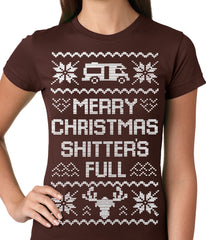 Ugly Christmas Tee - Merry Christmas Shitters Full Ugly Ladies T-shirt