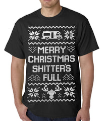 Ugly Christmas Tee - Merry Christmas Shitters Full Ugly Mens T-shirt