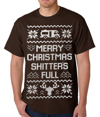 Ugly Christmas Tee - Merry Christmas Shitters Full Ugly Mens T-shirt