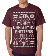 Ugly Christmas Tee - Merry Christmas Shitters Full Ugly Mens T-shirt