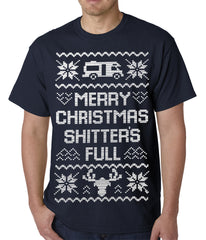 Ugly Christmas Tee - Merry Christmas Shitters Full Ugly Mens T-shirt