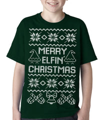Ugly Christmas Tee - Merry Elfin Christmas Funny Ugly Christmas Kids T-shirt