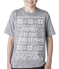 Ugly Christmas Tee - Merry Elfin Christmas Funny Ugly Christmas Kids T-shirt
