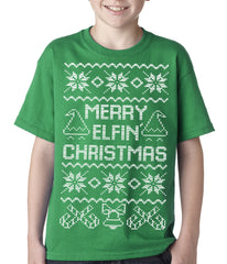 Ugly Christmas Tee - Merry Elfin Christmas Funny Ugly Christmas Kids T-shirt