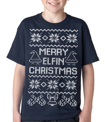 Ugly Christmas Tee - Merry Elfin Christmas Funny Ugly Christmas Kids T-shirt