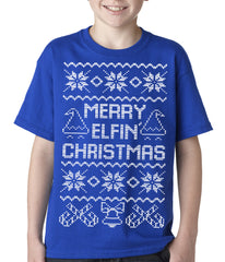 Ugly Christmas Tee - Merry Elfin Christmas Funny Ugly Christmas Kids T-shirt