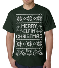 Ugly Christmas Tee - Merry Elfin Christmas Funny Ugly Christmas Mens T-shirt