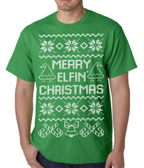Ugly Christmas Tee - Merry Elfin Christmas Funny Ugly Christmas Mens T-shirt