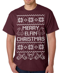 Ugly Christmas Tee - Merry Elfin Christmas Funny Ugly Christmas Mens T-shirt