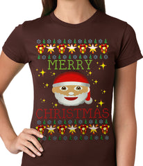 Ugly Christmas Tee - Ugly Christmas Tee - Emoji Santa Ugly Christmas Ladies T-shirt