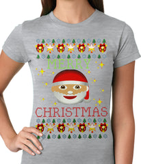 Ugly Christmas Tee - Ugly Christmas Tee - Emoji Santa Ugly Christmas Ladies T-shirt