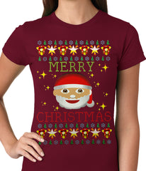 Ugly Christmas Tee - Ugly Christmas Tee - Emoji Santa Ugly Christmas Ladies T-shirt