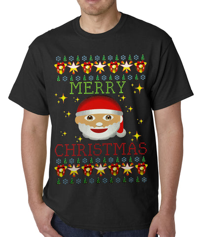Ugly Christmas Tee - Ugly Christmas Tee - Emoji Santa Ugly Christmas Mens T-shirt