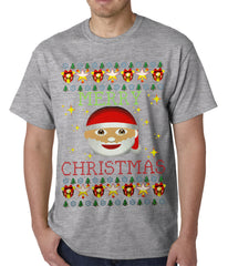 Ugly Christmas Tee - Ugly Christmas Tee - Emoji Santa Ugly Christmas Mens T-shirt
