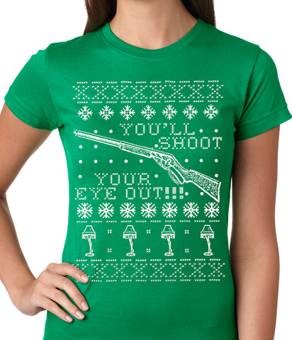 Ugly Christmas Tee - You'll Shoot Your Eye Out Ugly Christmas Ladies T-shirt