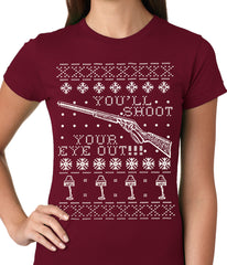 Ugly Christmas Tee - You'll Shoot Your Eye Out Ugly Christmas Ladies T-shirt