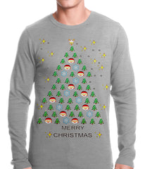 Ugly Christmas Thermal - Emoji Christmas Tree Ugly Christmas Thermal Shirt