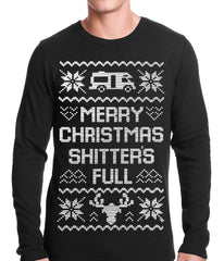 Ugly Christmas Thermal - Merry Christmas Shitters Full Ugly Thermal Shirt