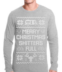 Ugly Christmas Thermal - Merry Christmas Shitters Full Ugly Thermal Shirt