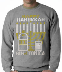 Ugly Hanukkah Sweater - Gin and Tonica Golden Menorah Ugly Hanukkah Adult Crewneck