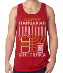 Ugly Hanukkah Tank Top - Gin and Tonica Golden Menorah Ugly Hanukkah Tank Top