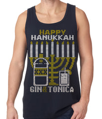 Ugly Hanukkah Tank Top - Gin and Tonica Golden Menorah Ugly Hanukkah Tank Top
